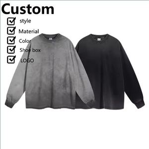 Sudaderas desgastadas mezcladas de algodón para hombre Vintage ácido lavado pulóver cuello redondo manga larga otoño Streetwear Pakistán - Product Image 6