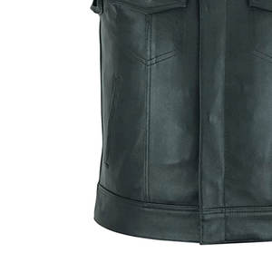 Chaleco de cuero negro para hombre de primera calidad, chaqueta sin mangas de aspecto desgastado, adecuado para montar y usar al aire libre - Product Image 5