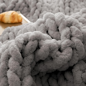 En iyi satmak tıknaz örgü atmak çevre dostu yumuşak şönil iplik el yapımı ağırlıklı örgü battaniye - Product Image 4