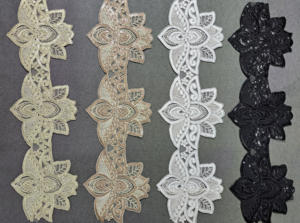 Soft Polyester/Cotton Metallic Net Sequence Embroidery Rhinestone Lace Smooth Touch Bridal Wear Lehenga Decoration Bulk Export - Product Image 2