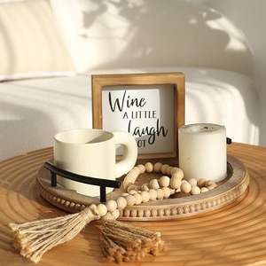 Plateau de service en bois perlé, moderne, simple, fait à la main, élégant, écologique, multifonctionnel, durable, ustensiles de cuisine, maison - Product Image 1