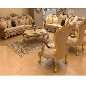Ensemble de canapés artisanaux luxueux pour salon Look italien Sculpté à la main Meubles de salon Look chic Ensemble de canapés 7 places - Product Image 1