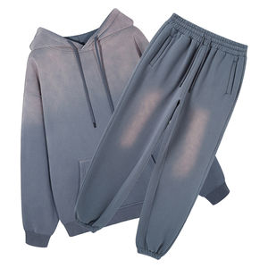 Personnalisé 500 GSM 100% Coton Baggy Polaire Surdimensionné Hoodies Jogger Ensemble Survêtement pour Hommes Respirant Fitness Sportswear D'été - Product Image 1