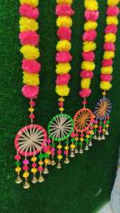 Décoration de fête de mariage indien guirlande de fleurs de souci artificielles pour la cérémonie Sangeet Mehandi accessoire de photo de Pâques pour - Product Image 2