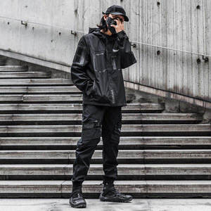 Chaqueta informal con capucha personalizada Cyberpunk Techwear para hombre Hip Hop de manga larga con múltiples bolsillos de lona impermeable y transpirable - Product Image 5