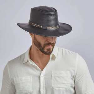 Sombreros de Vaquero Personalizados de Cuero Genuino para Hombre, Sombreros de Vaquero de Cuero Vacuno Cálidos con Servicio OEM Personalizado para Hombre - Product Image 5