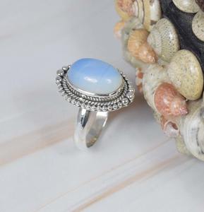 Mode opalite laiteuse 925 bague en argent Sterling pierre précieuse bague élégante bijoux faits à la main forme ovale pendentif cadeau pour noël - Product Image 3