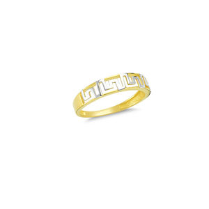 Anillo de oro sólido de 14K para mujer, sortija de boda, sortija para amantes, diseño griego, Diamante cortado, dos tonos, joyería de oro de 2 GB - Product Image 3