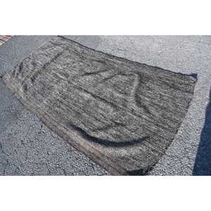 Vintage Turkish <b>Rug</b>, 3.6x7.7 ft Kilim <b>Rug</b>, <b>Black</b> Gray Bordered Wool <b>Rug</b> - Product Image 1