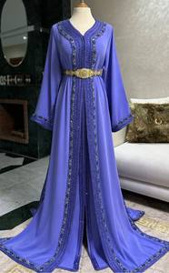 Elegante Vestido Kaftan Marroquí con Bordado Floral, Tela Satén, Cintura Natural, Largo hasta el Suelo para Bodas, Eventos Culturales y Fiestas - Product Image 2