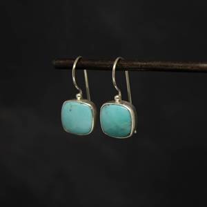 Superventas hermosos hechos a mano 925 plata esterlina turquesa corte cuadrado diseñador pendientes colgantes piedras preciosas joyería regalo para ella - Product Image 3