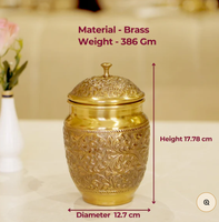 Globe en laiton antique Laddu Dabba, artisanat indien, modèle WT-029, résistant à l'humidité, compatible lave-vaisselle, design élégant à bordure gravée