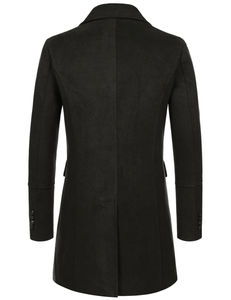 Classique nouveaux hommes mode manteaux laine longs hommes manteau automne et hiver saison hommes manteau de laine mi meilleure qualité couleur noire - Product Image 6