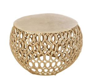 Ensemble de 2 tables d'appoint légères en aluminium avec revêtement or rouille et design moderne, parfaites pour les terrasses et les balcons. - Product Image 6