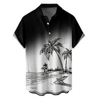 Kemeja Pantai Liburan Hawaii Sublimasi Logo Kustom Musim Panas Pria Layanan OEM Ramah Lingkungan Cepat Kering Bernapas Anti-Kerut 100%