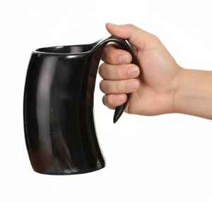 Chope à bière Battle Brew en corne véritable écologique avec logo personnalisable pour les fêtes, design classique fait main - Product Image 5