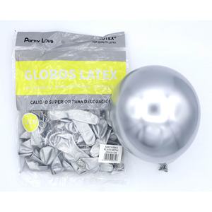 Party Love Latex <b>Balloons</b> 12cm <b>Silver</b> Metallic 50pcs Bag Decorative Party Supplies - Product Image 1
