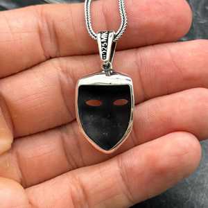Collar con Colgante de Máscara Anónima Estilo Punk Unisex de Plata de Ley 925, Guy Fawkes V Vendetta, Cadena Hacker, Colgantes Finos - Product Image 5