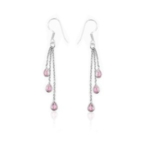 Pendiente de Plata de Ley 925 con bisel de circón Rosa facetado Pendiente de piedras preciosas de moda hecho a mano-Regalo - Product Image 1