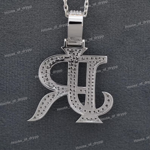 Pendentif Lettre JR Iced Out en Argent 925, Breloque Initiale Hip Hop Bling, Diamant Moissanite VVS, pour Hommes et Femmes - Product Image 4