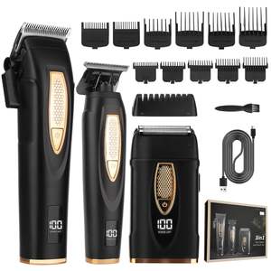 Kit d'outils de toilettage professionnel pour barbier – Tondeuse à cheveux et tondeuse à barbe sans fil rechargeable pour homme, rasoir à batterie - Product Image 1
