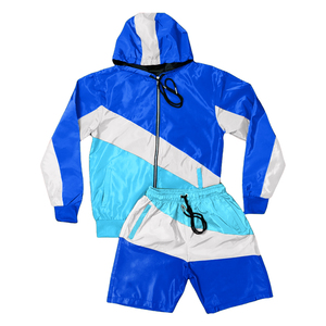 Conjunto Deportivo de Dos Piezas para Hombre, Cortavientos Informal de Verano, Poliéster/Algodón, Transpirable, Pantalones Cortos Estampados, Logotipo Personalizado, Color Seda - Product Image 4