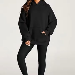Nouveau design de sweats à capuche en coton vierge pour femmes sweats à capuche unis pour femmes sweats à capuche surdimensionnés délavés à l'acide vente en gros - Product Image 5