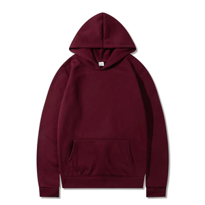 เสื้อมีฮู้ดแบบสวมหัวผ้าฝ้ายเฮฟวี่เวทสำหรับผู้ชายออกแบบได้เองแบบเรียบสำหรับพิมพ์พัฟด้านหน้าโลโก้สีพื้นสำหรับฤดูหนาว - Product Image 4