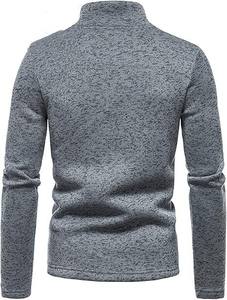 T-shirt décontracté pour homme en jersey gris chiné, manches longues, 100% polyester, tissu de 220 grammes, col montant, quart respirant - Product Image 3