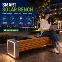 Banc solaire intelligent pour extérieur avec chargeur sans fil, USB, WiFi, LED pour parc, ville intelligente, fabricant OEM