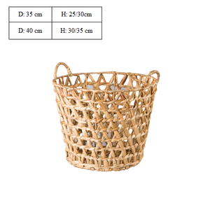 ตะกร้าสานผักตบชวาสไตล์วินเทจธรรมชาติแบบถือทรงวงกลมสำหรับจัดระเบียบห้องน้ำฟางข้าว - Product Image 6