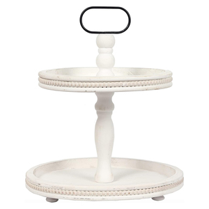 Bandeja de 2 niveles de madera maciza de lujo, bandeja de niveles de madera personalizada con cuentas, bandeja de decoración de granja, Mostrador de cocina, mesa de comedor, decoración de frutas - Product Image 1