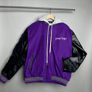 Veste universitaire personnalisée pour homme, fabrication directe d'usine, manches en cuir chaudes pour l'hiver, veste bomber de baseball, vêtements d'extérieur - Product Image 3