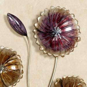 Art mural en métal floral charmant en or et violet, pour un style plus luxueux - Product Image 4
