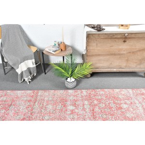 Tapis Turc Vintage Fait à la Main en Laine Écologique Rose Blanc Grande Surface Style Tabriz Couloir Rectangulaire Motif Salle à Manger - Product Image 3