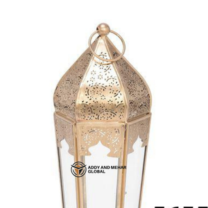 Grande lanterne de sol en os et résine brun doré |   Lanterne à bougie décorative de Noël de luxe pour la décoration de la maison et de l'hôtellerie - Product Image 4