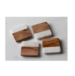 Posavasos de mármol de madera para oficina en casa o mesa de inauguración de la casa, soporte cuadrado para tazas y bebidas con estilo - Product Image 2