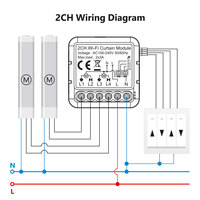 Module de rideau intelligent Wi-Fi 2 canaux Tuya sans RF, contrôle par application et vocal, pour moteur de store enrouleur PST-C02, fabriqué en Chine