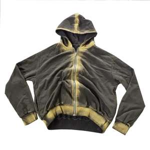 Survêtements pantalons évasés à capuche et ensembles de pantalons Logo personnalisé pantalons de survêtement évasés lourds lavage à l'acide soleil délavé survêtement à glissière hommes - Product Image 2