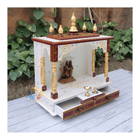 Temple en bois sculpté et peint à la main de haute qualité, décoration intérieure, Pooja Ghar, autel de culte, utilisation au bureau, traditionnel, Diwali