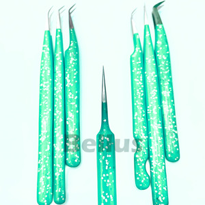 Pinzas para pestañas de copo de nieve con brillo esmerilado, Punta puntiaguda de precisión recubierta de Gel, herramienta de pestañas sostenible de acero inoxidable anticorrosivo - Product Image 6