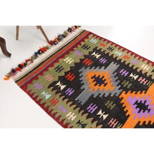 Tapis turc, 3,5 x 6,1 pieds, tapis en laine rouge Ikat - Product Image 1