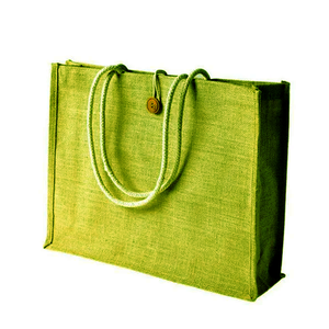 Bolsas de mano de yute resistentes de alta calidad con manija de cuerda de bloqueo de botón de tope de estilo bohemio para compras de comestibles de mujer - Product Image 3
