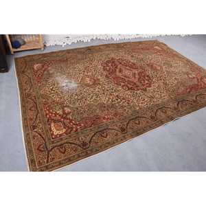 Vintage Turkish Rug 6.6x9.6 ft (201x293 cm), <b>Brown</b> <b>Wool</b> Rug - Product Image 4