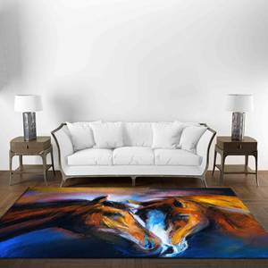 Two <b>Horses</b> <b>Painting</b> Rug: Anti-Slip Indoor Carpet,Chenille Rug - Product Image 1