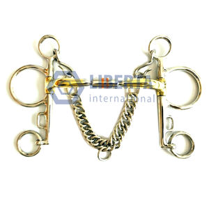 Mors Pelham en acier inoxydable pour l'équitation, vêtements de course, embout essentiel pour l'équitation, mèche pleine joue avec chaîne - Product Image 4