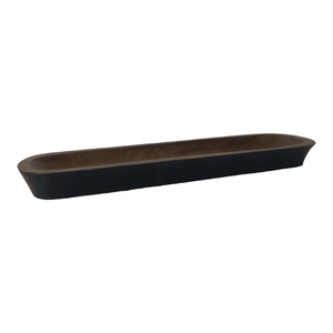 <b>Long</b> Narrow Black & Natural Modern Style Mango Wood Hand-carved Empty Bowl for Serving Home Decoration Tabletop & <b>Candle</b> Making - Product Image 2