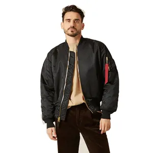 폴리 에스터 소재 고품질 맞춤형 로고 인쇄 겨울 착용 2023 남성 전체 소매 폭격기 재킷