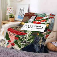 Manta de Tapicería Tejida Personalizada con Silueta Roja del Mapa de Palestina, Patrimonio Palestino, con Imagen