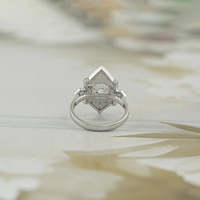 Bague de fiançailles vintage design ancien européen avec lunette de taille ronde Bague en diamant de laboratoire Pierre principale Bague en or massif 14k